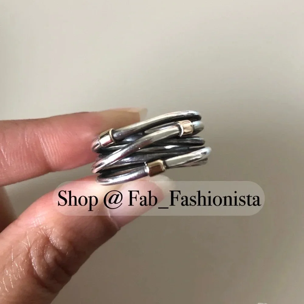 Pandora 14k gold and sterling silver ring retired size 58